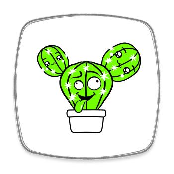 Cactus Cactus Visage Épineux Drôle Grimace - Magnet carré - blanc - Devant