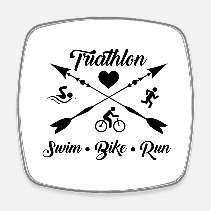 Triathlon Course à pied Natation Cyclisme - Magnet carré - blanc