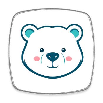 Niedlicher Cartoon Teddybär - Blau-Weißes Design - Viereckiger Kühlschrankmagnet - Weiß - Vorne