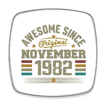 November 1982 Geburtstagsgeschenk | November 1982 - Viereckiger Kühlschrankmagnet - Weiß - Vorne