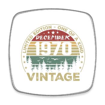 Vintage Retro Dezember 1970 Geburtstagsgeschenk - Viereckiger Kühlschrankmagnet - Weiß - Vorne