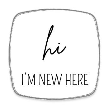 HI I'M NEW HERE | baby body Geschenk - Viereckiger Kühlschrankmagnet - Weiß - Vorne