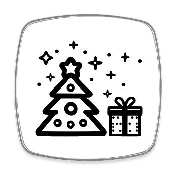 Klassischer Weihnachtsbaum - Viereckiger Kühlschrankmagnet - Weiß - Vorne