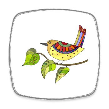 Bunter Vogel - Viereckiger Kühlschrankmagnet - Weiß - Vorne