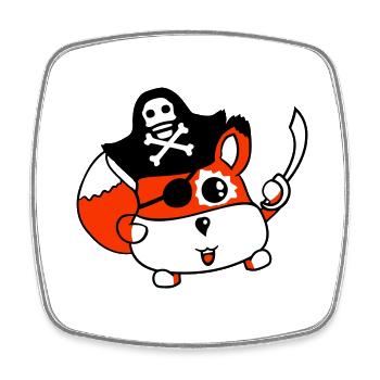 Little Cute Captain Fox Pirate Animal Eye Patch - Square fridge magnet - white - Front