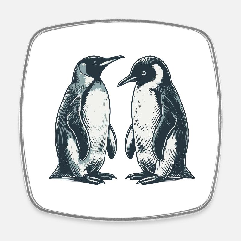 Penguins - Square fridge magnet - white