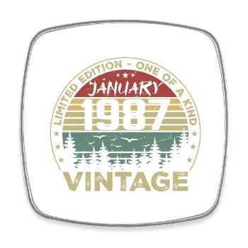 Vintage Janvier 1987 Anniversaire Janvier 1987 - Magnet carré - blanc - Devant