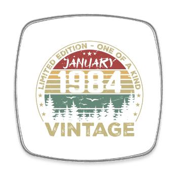 Vintage Janvier 1984 Anniversaire Janvier 1984 - Magnet carré - blanc - Devant