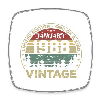 Vintage Janvier 1988 Anniversaire Janvier 1988 - Magnet carré - blanc - Devant