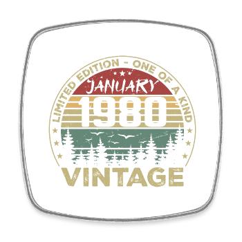 Vintage Janvier 1980 Anniversaire Janvier 1980 - Magnet carré - blanc - Devant