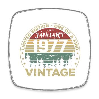 Vintage Janvier 1977 Anniversaire Janvier 1977 - Magnet carré - blanc - Devant