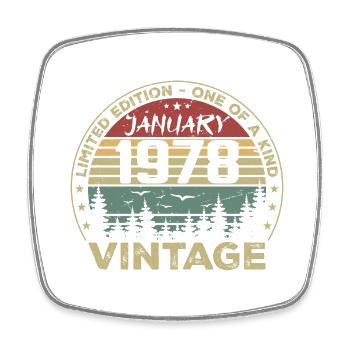Vintage Janvier 1978 Anniversaire Janvier 1978 - Magnet carré - blanc - Devant
