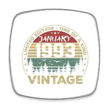 Vintage Janvier 1993 Anniversaire Janvier 1993 - Magnet carré - blanc - Devant