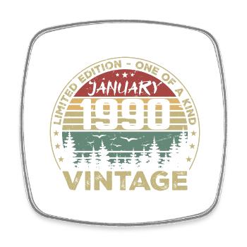 Vintage Janvier 1990 Anniversaire Janvier 1990 - Magnet carré - blanc - Devant