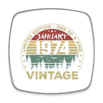 Jahrgang Januar 1974 Geburtstag Januar 1974 - Viereckiger Kühlschrankmagnet - Weiß - Vorne