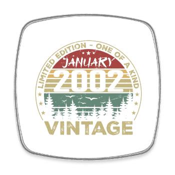 Vintage Janvier 2002 Anniversaire Janvier 2002 - Magnet carré - blanc - Devant