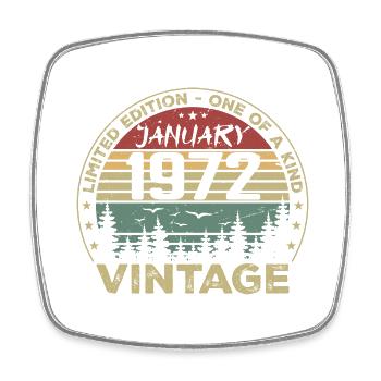 Vintage Janvier 1972 Anniversaire Janvier 1972 - Magnet carré - blanc - Devant
