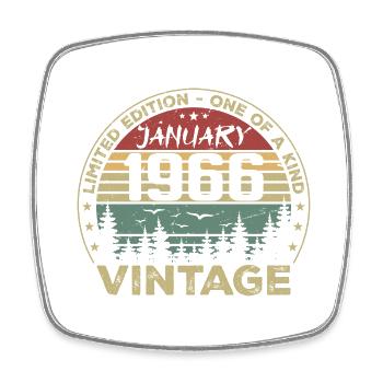 Vintage Janvier 1966 Anniversaire Janvier 1966 - Magnet carré - blanc - Devant