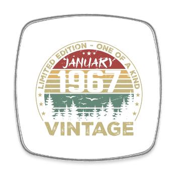 Vintage Janvier 1967 Anniversaire Janvier 1967 - Magnet carré - blanc - Devant