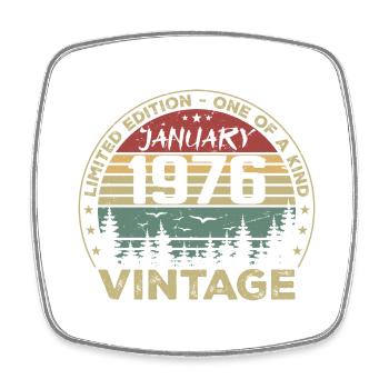 Vintage Janvier 1976 Anniversaire Janvier 1976 - Magnet carré - blanc - Devant