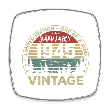 Vintage Janvier 1945 Anniversaire Janvier 1945 - Magnet carré - blanc - Devant