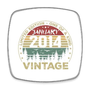 Vintage Janvier 2014 Anniversaire Janvier 2014 - Magnet carré - blanc - Devant