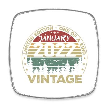 Jahrgang Januar 2022 Geburtstag Januar 2022 - Viereckiger Kühlschrankmagnet - Weiß - Vorne