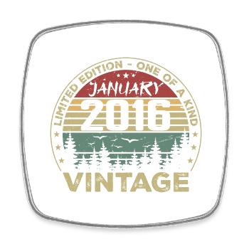 Vintage Janvier 2016 Anniversaire Janvier 2016 - Magnet carré - blanc - Devant