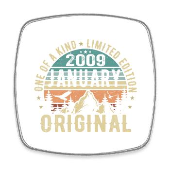 Birthday Gift January 2009 - January 2009 - Square fridge magnet - white - Front