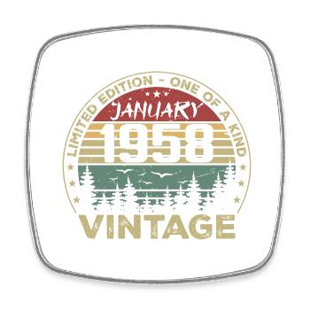 Jahrgang Januar 1958 Geburtstag Januar 1958 - Viereckiger Kühlschrankmagnet - Weiß - Vorne