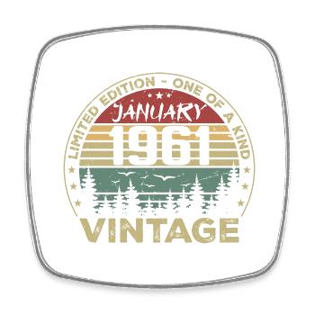 Vintage Janvier 1961 Anniversaire Janvier 1961 - Magnet carré - blanc - Devant