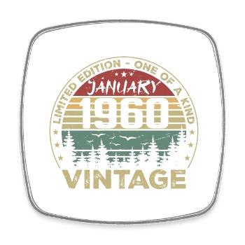 Vintage Janvier 1960 Anniversaire Janvier 1960 - Magnet carré - blanc - Devant
