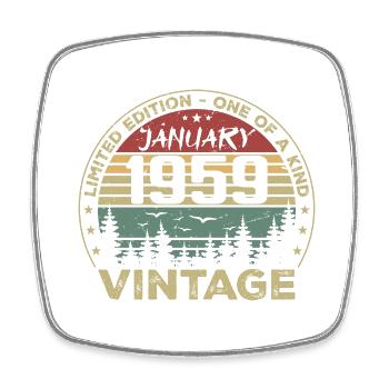 Jahrgang Januar 1959 Geburtstag Januar 1959 - Viereckiger Kühlschrankmagnet - Weiß - Vorne