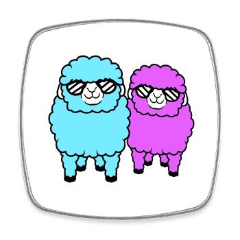 2 Lunettes de soleil Sheep Party Sheep Team Friends - Magnet carré - blanc - Devant