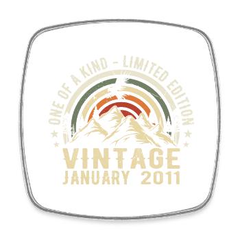 Januar 2011 Geburtstagsgeschenk - Original 14 Jahre - Viereckiger Kühlschrankmagnet - Weiß - Vorne