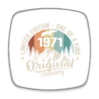 January 1971 Original 54th Birthday Gift - Square fridge magnet - white - Front