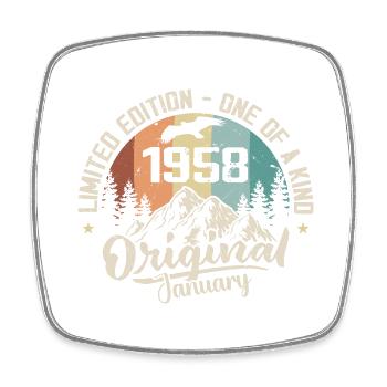 Januar 1958 Originales Geburtstagsgeschenk 67 Jahre - Viereckiger Kühlschrankmagnet - Weiß - Vorne