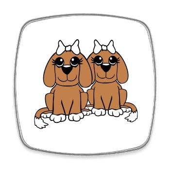2 Équipe de chiens Deux amis Petites amies Couple Équipage - Magnet carré - blanc - Devant