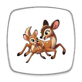 Deer mother and child frolicking - Square fridge magnet - white - Front
