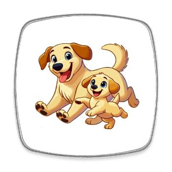 Labrador mother and child frolicking - Square fridge magnet - white - Front