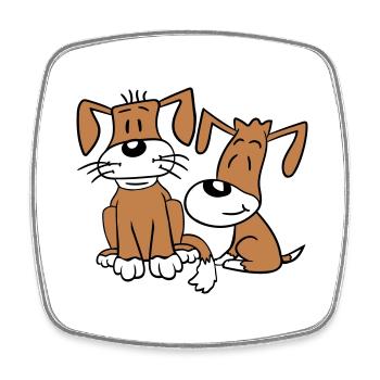 2 chiens équipe assis deux amis équipage heureux - Magnet carré - blanc - Devant