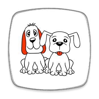 2 chiens équipe assis deux amis équipage heureux - Magnet carré - blanc - Devant