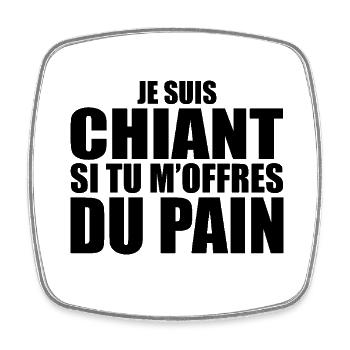 Homme qui adore : Pain. Design Drôle Humour - Magnet carré - blanc - Devant