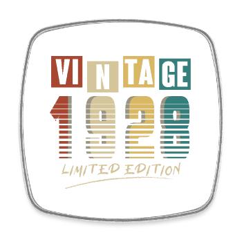 1928 Vintage 1928 Born in 1928 Birthday. Year 2 - Square fridge magnet - white - Front