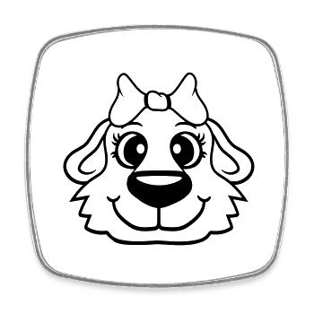 Dog Face Girl Cute Bow Female Woman - Square fridge magnet - white - Front