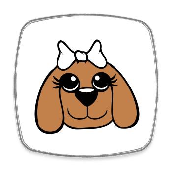 Dog Face Girl Cute Bow Female Woman - Square fridge magnet - white - Front