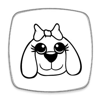 Dog Face Girl Cute Bow Female Woman - Square fridge magnet - white - Front