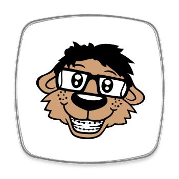 Hund Nerd Hornbrille Geek Zahnspange Schlau Lustig - Viereckiger Kühlschrankmagnet - Weiß - Vorne