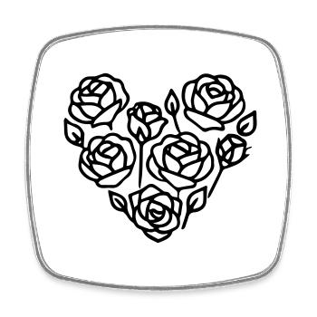 Black and White Rose Heart Illustration - Square fridge magnet - white - Front
