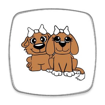 2 Équipe de chiens Deux amis Petites amies Couple Équipage - Magnet carré - blanc - Devant